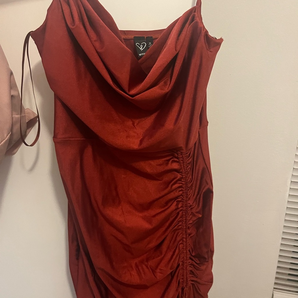 Windsor Rust Asymmetrical Draped Dress